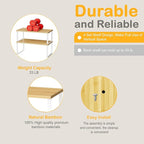 Cabinet Shelf Organizers, 15.7 inches Large Kitchen Counter Shelf, Set of 4 Wood Kitchen Pantry Organizer, Storage Shelves for Countertop, Spice Rack, Stackable, Expandable, Metal White, Nature