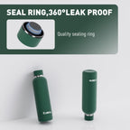 Slim Insulated Water Bottles for Travel 18oz with Clip, Double Wall Vacuum Stainless Steel Water Bottle Keeps Drinks Cold 24 Hrs/Hot 12 Hrs, 100% Leakproof, BPA Free(Emerald Green)