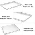 Deedro Baking Sheet with Rack Set [2 Sheets + 2 Racks], Stainless Steel Cookie Half Sheets Baking Pan Oven Tray with Cooling Rack, 17.32 x 12.28 x 1 Inch, Heavy Duty, Non-toxic, Easy Clean