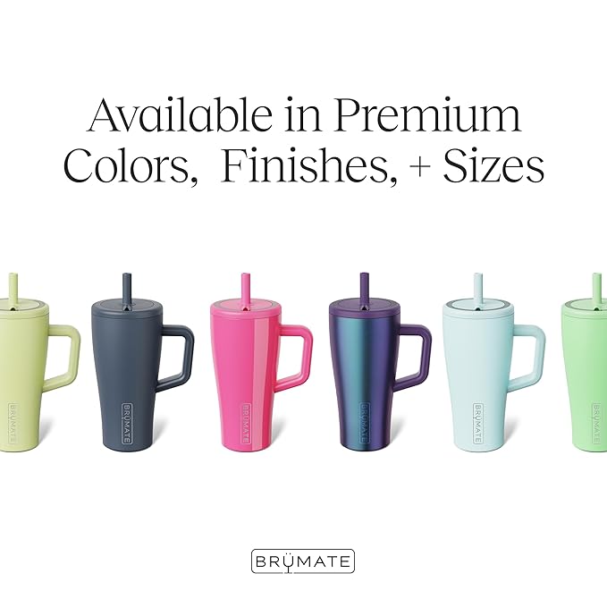 BrüMate Era 20 oz Tumbler with Handle and Straw | 100% Leakproof Insulated Tumbler with Lid and Straw | Made of Stainless Steel | Cup Holder Friendly Base | 20oz (Mocha)