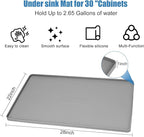 Under Sink Mats for Kitchen Waterproof, 28" x 22" Silicone Under Sink Liner Kitchen & Bathroom Cabinet Protector Mat, Heavy Duty Flexible Under Sink Drip Tray with Lip, Cool Grey