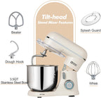 Kitchen in the Box Stand Mixer, 3.5 QT Small Electric Kitchen Mixer, 10-Speed Portable Lightweight Food Mixer with Stainless Steel Bowl, Egg Whisk, Dough Hook, Beater (Cream White)