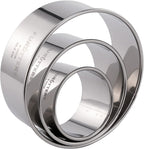 Cookie Cutter Set, 3 Pc Kit, Measuring 2'', 3'', and 4'', Round Metal Baking Rings for Pastry, Biscuits, and Dough Cutting, Heavy Duty and Reusable, Multiple Sizes