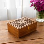 Octavius Floral Cutwork Wooden Tea Sampler Box | Tea Variety Pack Sampler | Green & Black Tea Assortment Gift Box | Perfect For Gifting & Personal Consumption - 6 flavor & 90 bags