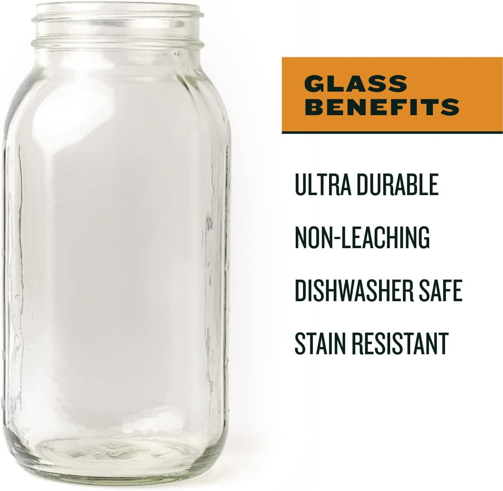 County Line Kitchen Glass Cold Brew Coffee Maker with Lid - Wide Mouth, 2 Quart (64 oz) - Heavy Duty, Leak Proof - Sun & Iced Tea Pitcher, Cold Brew Coffee, Breast Milk Storage, Water - Gray