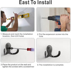 12 PCS Heavy Duty Coat Hooks - Wall Mounted Hooks for Coats, Backpacks, Robes & Hats - Includes 24 Screws