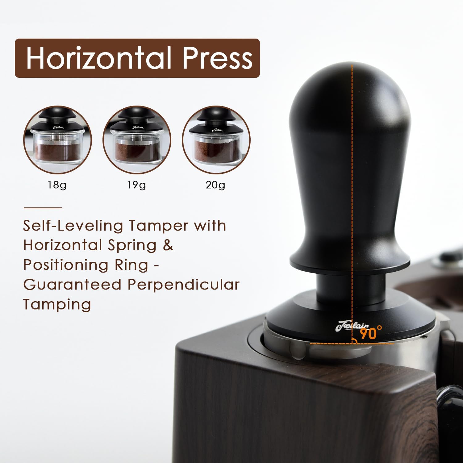 51mm Espresso Tamper, Coffee Tamper with Calibrated Spring Loaded,Tamper Tool With Sound Feedback click, Self Leveling Tamper for Barista, Compatible with 51mm De'Longhi Portafilter