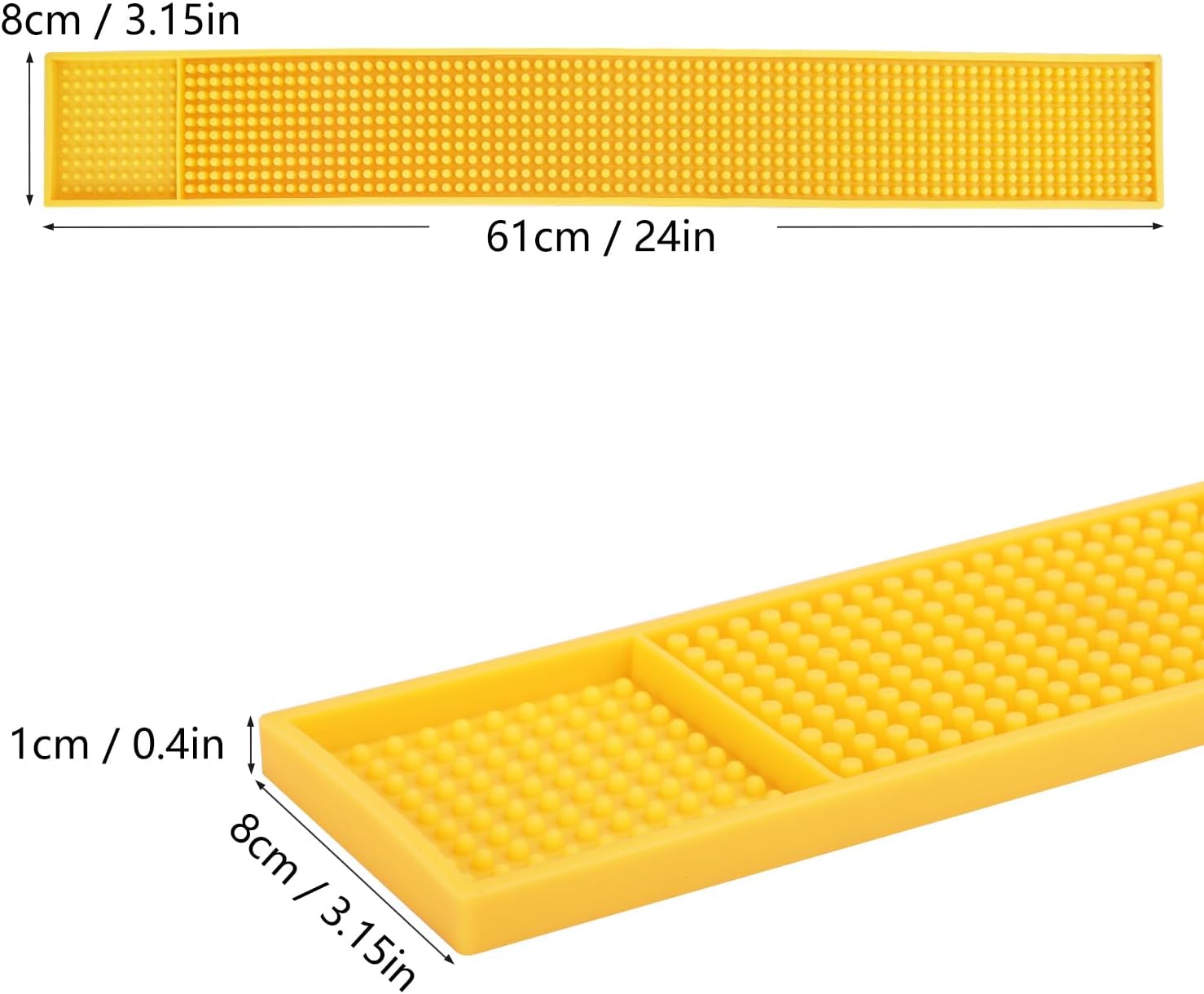 6 Pack Rubber Bar Mats, 24" x 3.15" Yellow Bar Service Spill Mat for Countertop Bartending, Efficient and Stylish Solution