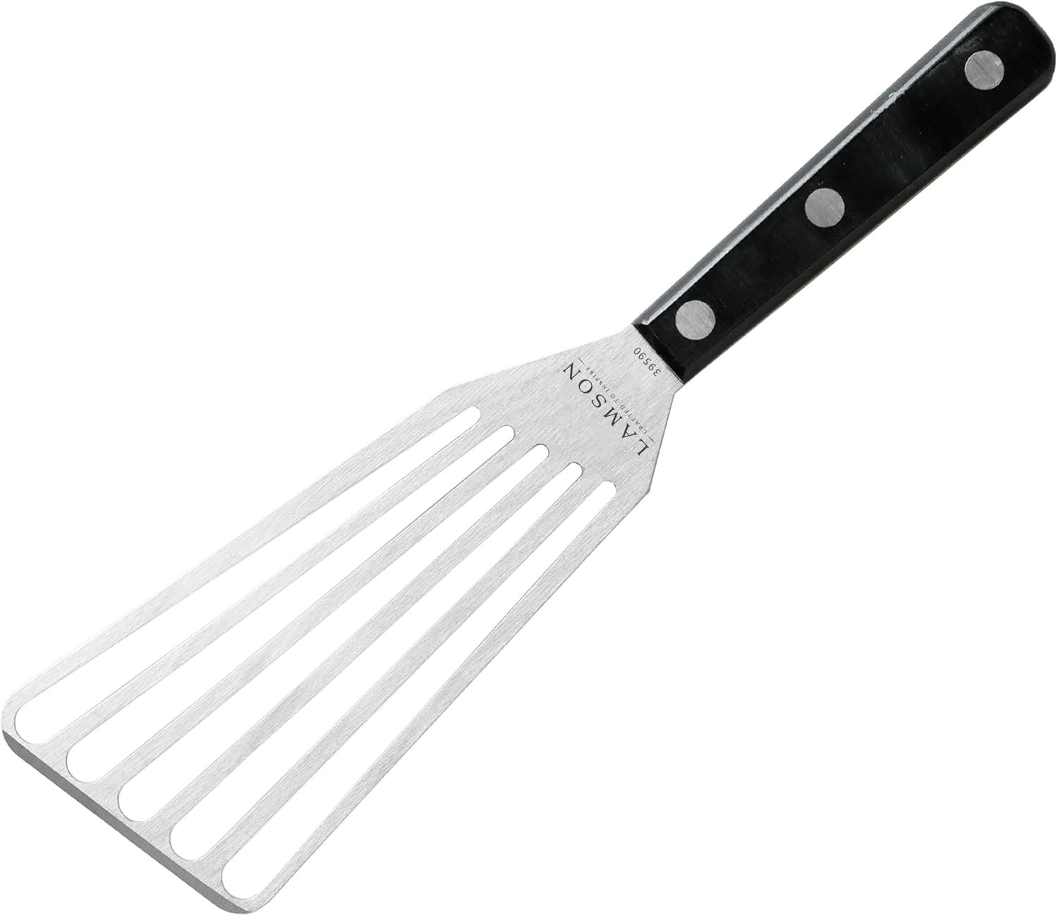 Lamson 4" x 9" Chef's Slotted Turner with Noir Ultra Durable Handle - Right Hand
