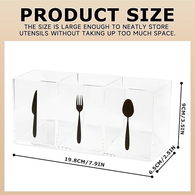 Silverware Organizer Countertop,Acrylic Small Silverware Caddy for Countertop,Knife Fork and Spoon Organizer for Kitchen Storage,Cabinet and Dining Room