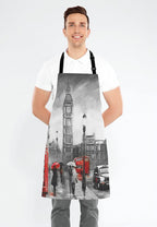 Street view of london Bib Apron with Adjustable Neck for Men Women,Suitable for Home Kitchen Cooking Waitress Chef Grill Bistro Baking BBQ Cobbler Apron
