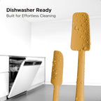 Kitchen Mama WaltzGrip Platinum Silicone Jar and Can Spatula Utensil Set: Heat-Resistant, Nonstick Scraper, Scooping, Perfect for Smoothies, Jam, Cream, Butter, Dishwasher Cooking Gadget (Yellow)