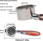 51mm Bottomless Portafilter 3 Ears Compatible with CASABREWS Espresso Machine CM5418, 3700Essential, 3700Gense | Color Wood Fire Phoenix Handle