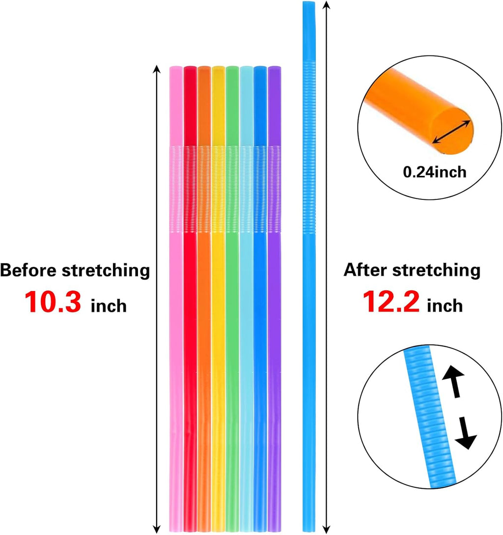 Tomnk 300pcs 10.3 Inches Disposable Flexible Bendy Drinking Straws Plastic Straws