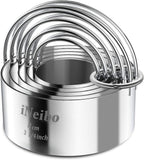 iNeibo Biscuit Cutter Set, Cookie Cutter, Round Shape Circle Scone Cutters, Pastry Dough Baking Cutter, Shapes Pastry Cutter for Dumpling Skin Cutters, Dough, Pastry, Donut, Fondant, DIY, Cake Décor