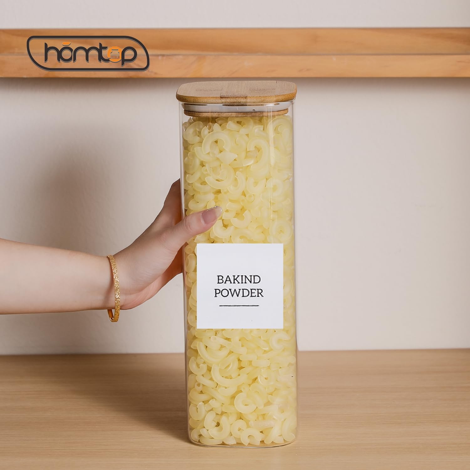 Glass Jars with Bamboo Lids 3 Pack, 74 Oz Airtight Square Storage Container, High Borosilicate Glass Kitchen Canisters for Soild food, Nuts/Cookies/Sugar/Pasta