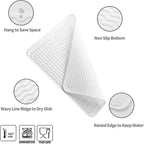 Silicone Dish Drying Mat for Multiple Usage,Easy clean,Eco-friendly,Heat-resistant Silicone Mat for Kitchen Counter or Sink,Refrigerator or drawer liner White L 16 inches x 12 inches