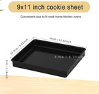 9x11 Inch Cookie Sheet, Baking Tray for Toaster Oven, Non Stick Baking Sheet Pan for Biscuits, Vegetables, Easy to Clean, Non-Warp Heavy Duty Pans, Black, 2-Pack