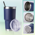 DOMICARE 30 oz Tumbler with Lid and Straw, Stainless Steel Tumblers Bulk, Insulated Vacuum Double Wall Travel Coffee Mug, Durable Powder Coated Tumbler Cups (Navy, 4)
