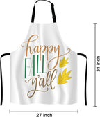 Happy Fall Y'all Kitchen Cooking BBQ Chef Apron,Funny Apron for Men, Women - Dad Presents, Presents for Men - Birthday, Mothers Day Presents for Mom, Wife, Husband, Brother, Friends