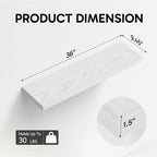 BAYKA Floating Shelves, 36" Wall Mounted Rustic Wood Shelves for Bathroom, Bedroom, Living Room, Kitchen, Office, Hanging Shelf for Books/Storage/Decor(White,Set of 2)