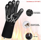 Comsmart BBQ Gloves, 1472F Heat Resistant Silicone Non-Slip Oven Mitts, Long Kitchen Gloves Perfect for Grilling, Cooking, Baking, Cutting