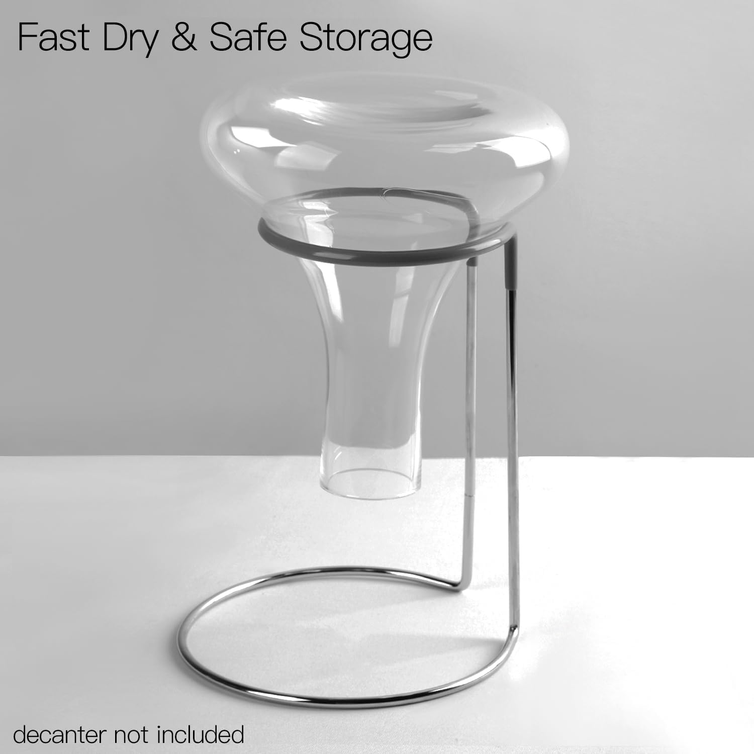 Wine Decanter Drying Stand with Rubber Coated Top to Prevent Scratches, Wine Decanter Drying Rack for Standard and Large Wine Decanters, Wine Decanter NOT Included, (with Cleaning Brush)