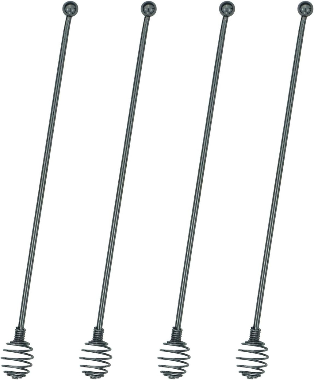 Coffee Stir Sticks,BURLIHOME Specialty Spoons Stainless Steel Spherical Mixing Spoon Solid/Hollow Swizzle Sticks For Drink/Cocktail/coffee,Home Bar Party Supply,Black-4 Pieces.