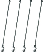 Coffee Stir Sticks,BURLIHOME Specialty Spoons Stainless Steel Spherical Mixing Spoon Solid/Hollow Swizzle Sticks For Drink/Cocktail/coffee,Home Bar Party Supply,Black-4 Pieces.