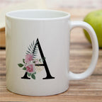 Retreez Initial A-Z Floral Botanical Bouquet Alphabet Monogrammed Monogram Mug 11 Oz Ceramic Tea Coffee Mugs - Appreciation Thank You Wedding Birthday Gifts for her friend coworker sister - A Initial