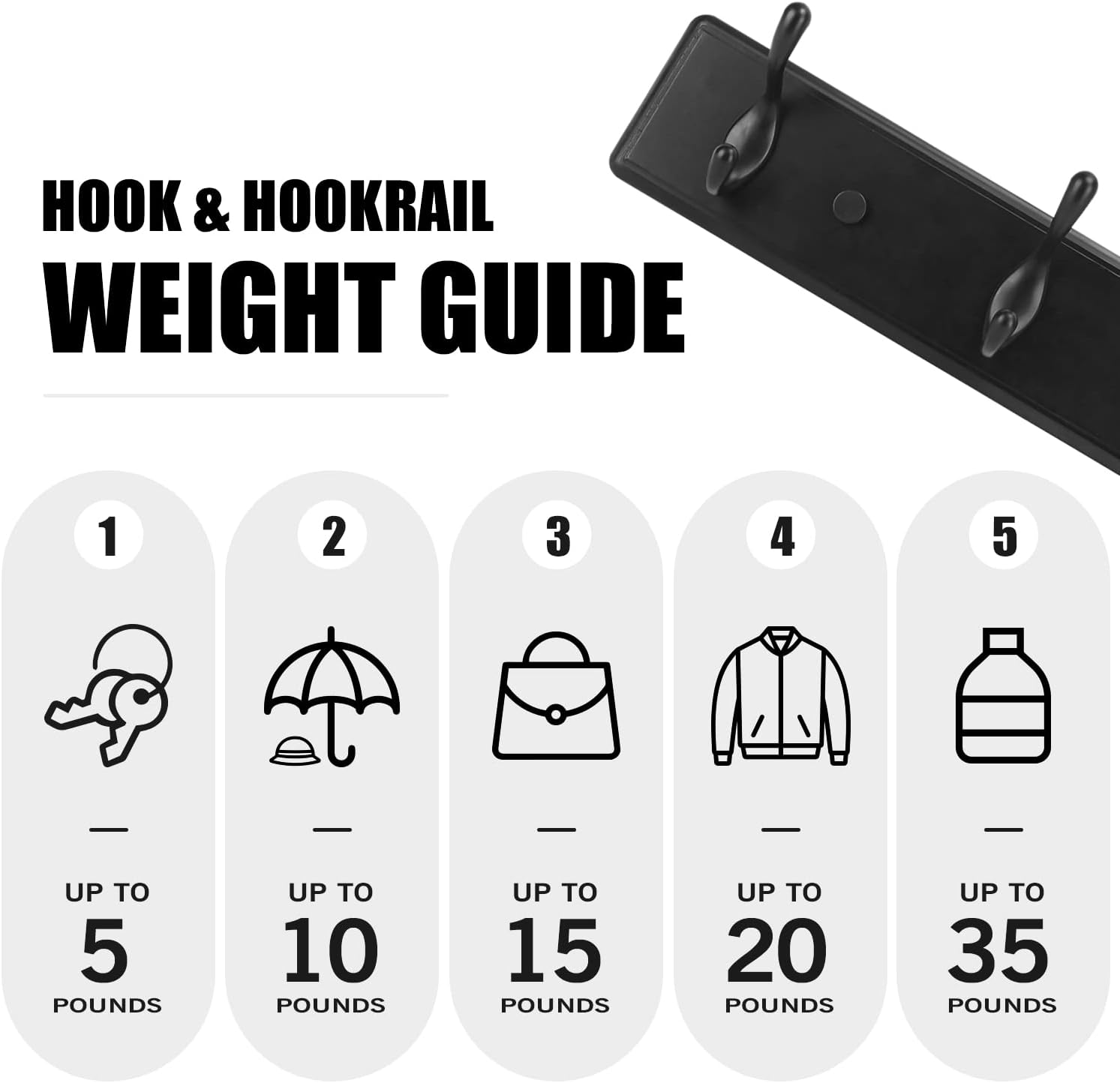 Wooden Coat Rack, Wall-Mounted Organizer for Closet, Entryway, Hallway, Foyer, Bedroom, Heavy Duty Double Hooks for Hanging Towels, Bags, Hats, Jackets, Key (Black, 3 Hooks)