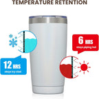 MEWAY 20oz Tumbler 4 Pack Double Wall Vacuum Insulated Travel Glitter Mug Bulk, Stainless Steel Tumblers with Lid and Straw, Powder Coated Coffee Cups for Woman(Rainbow White,Set of 4)