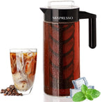 Mixpresso Cold Brew Maker For Iced Coffee and Iced Tea, Cold Coffee Maker Glass Pitcher, Tea Infuser For Loose Leaf Tea, 44oz Large Ice Tea Brewer with Easy to Clean Reusable Mesh Filter.