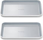 Caraway Nonstick Ceramic Small Baking Sheet Duo (9x13”) – Non-Toxic, PTFE & PFOA Free – Oven Safe – Aluminized Steel Core – Mini Sheet Pan for Baking, Roasting & More - White