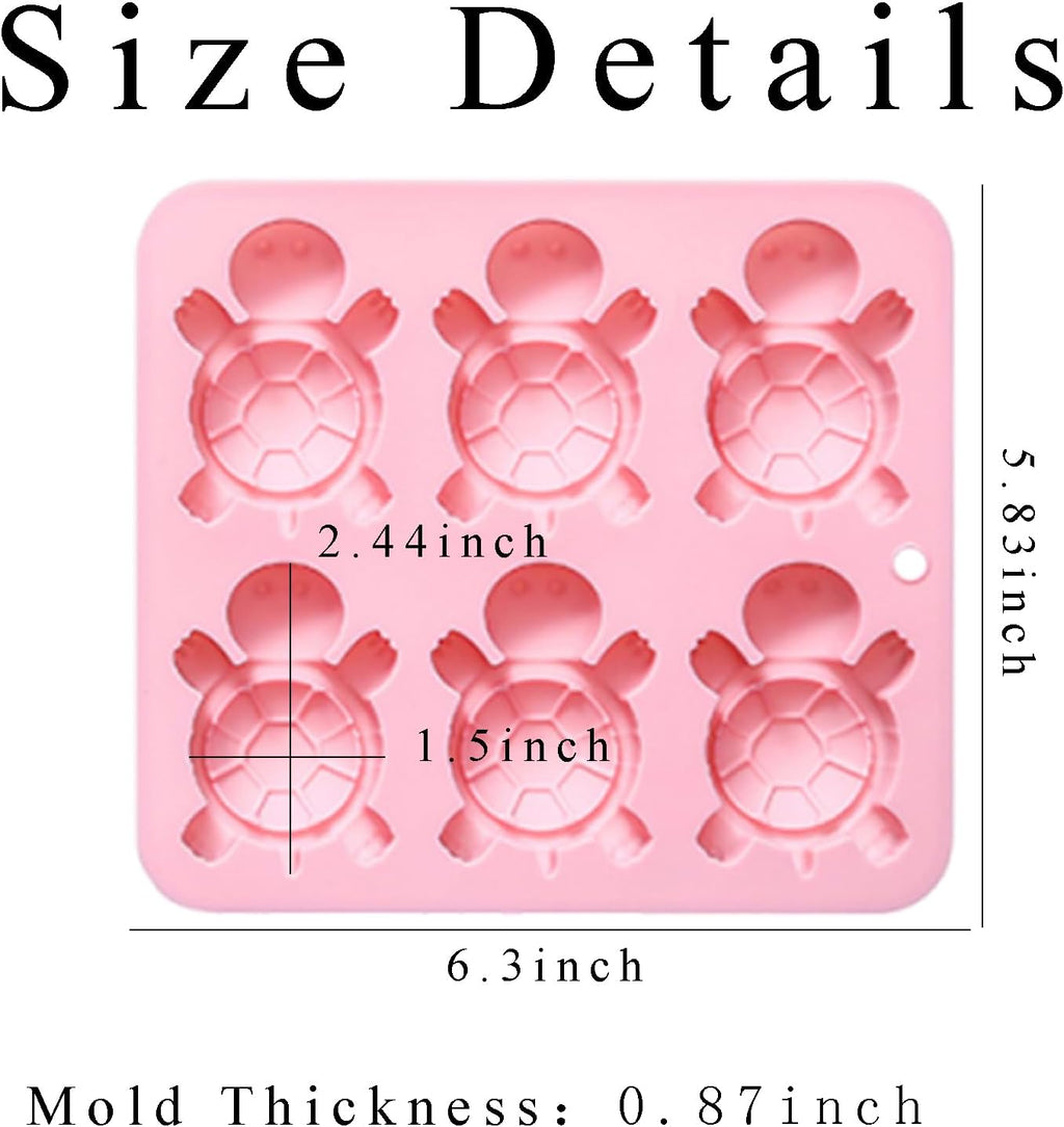 2 Pcs Turtle Ice Cube Molds, 6 Cavity Turtle Shaped Silicone Molds, for Chocolate, Candy, Jello, Wax Melts, Muffin, Cupcake Cake Decor, Gummies