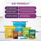 GripStic 12pc Assorted Bag Clips. Durable and reusable chip clips seal food bags air tight. Set includes: (2) 5" Blue, (3) 7.25" Purple, (3) 8.75" Orange, (3) 11.25" Green, (1) 13" Pink.