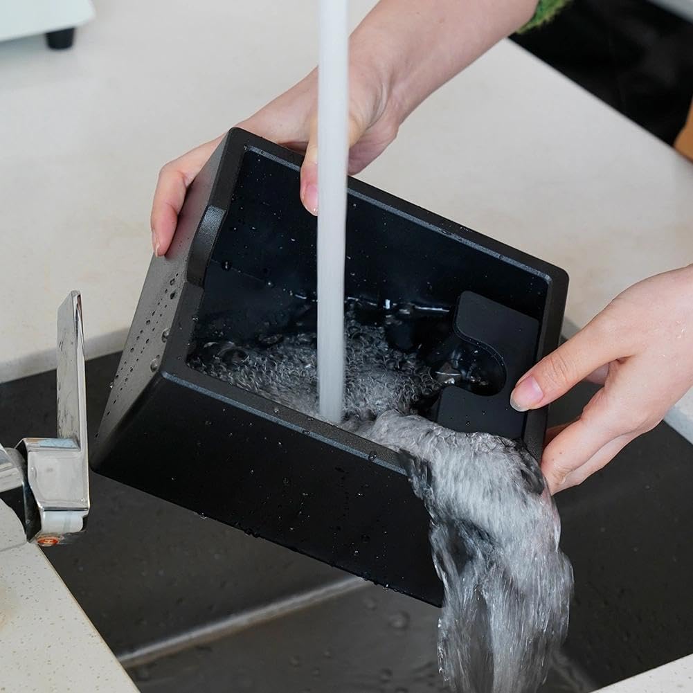 watchget Espresso Knock Box, Coffee Ground Knock Box, Dual Function Storage and Tamping Tool with Non-Slip Base, Made of Durable ABS Plastic, Perfect for Baristas and Coffee Enthusiasts, Black