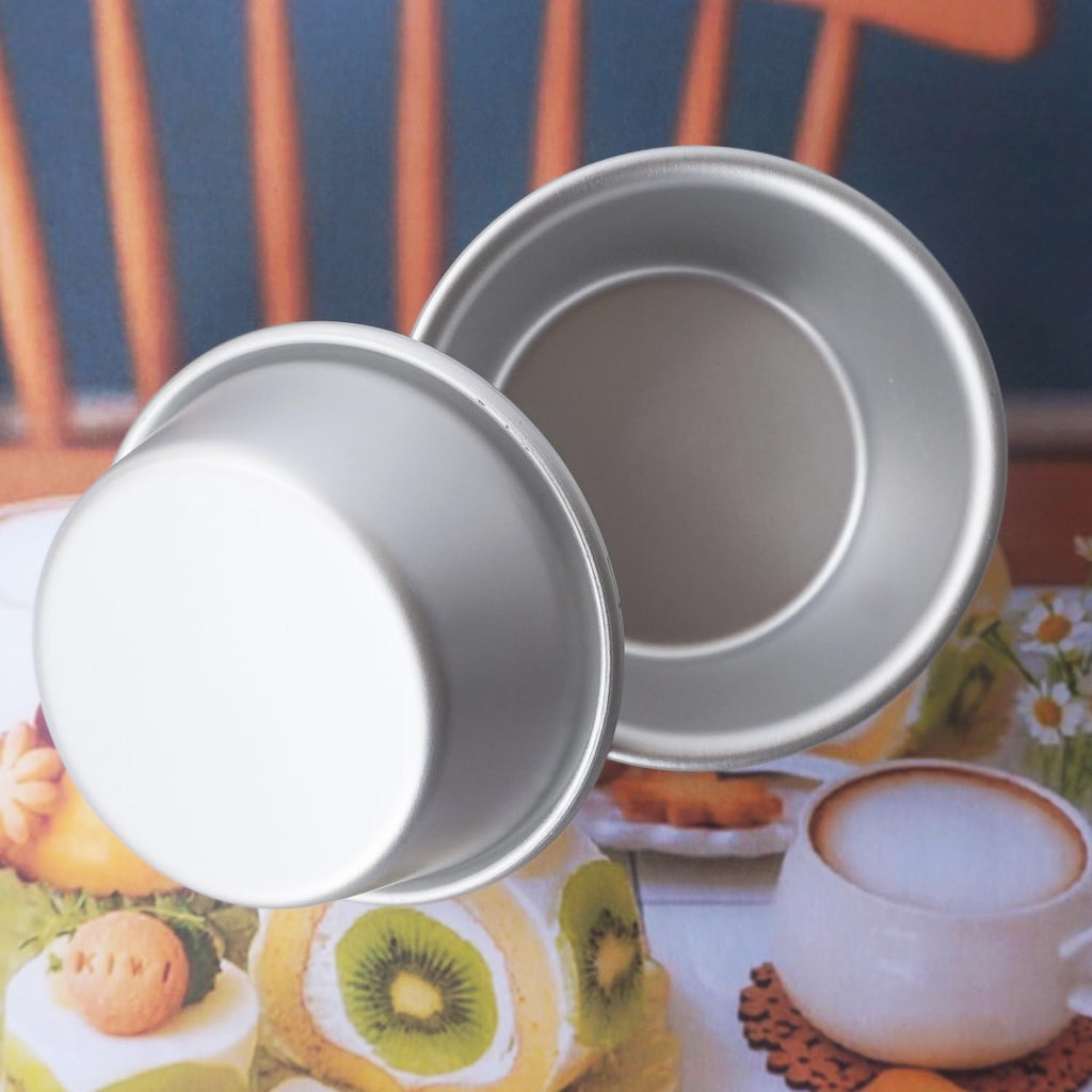 Aluminum Alloy Tart Pan, 3 Inch Cute Flan Mold, 10 Pieces Egg Tart Molds for Baking Pastel de Nata, Pie, Tartlet, Popover - Silver Tin