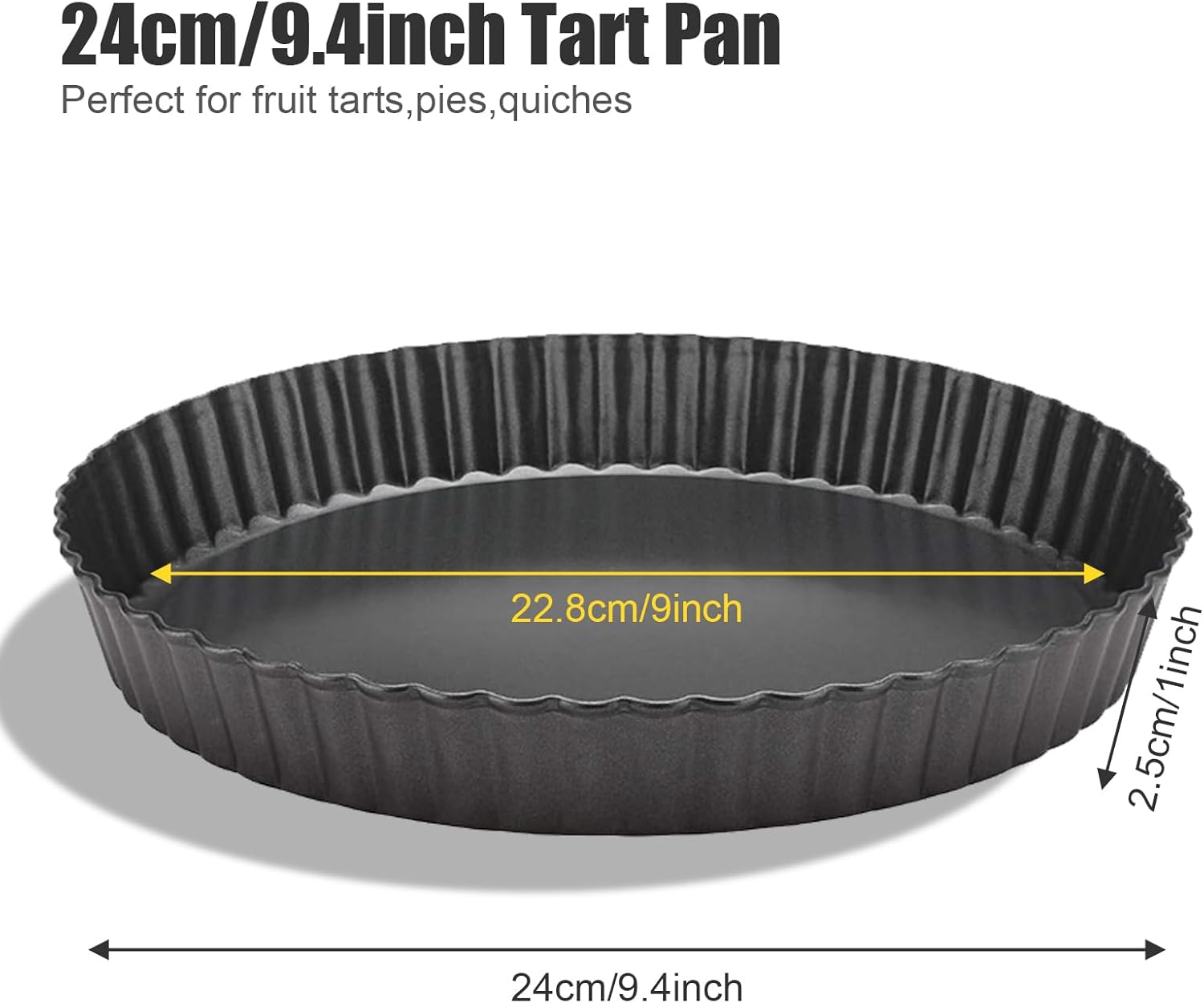 9 Inch Fluted Tart Pan Fruit Pie Pans With Removable Base Nonstick Coating Tarts Molds for Baking Supply For Pizza Tartlet Cake Quiche