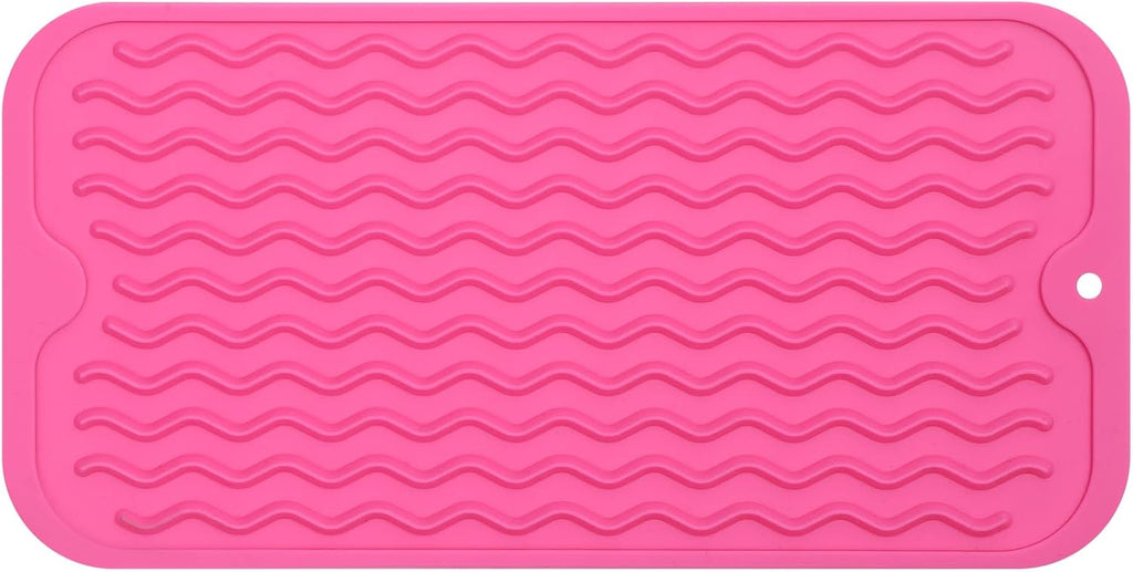 Silicone Dish Drying Mat for Multiple Usage,Easy clean,Eco-friendly,Heat-resistant Silicone Mat for Kitchen Counter or Sink,Refrigerator or Drawer Liner Rose S 12 inches x 6 inches