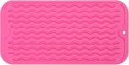 Silicone Dish Drying Mat for Multiple Usage,Easy clean,Eco-friendly,Heat-resistant Silicone Mat for Kitchen Counter or Sink,Refrigerator or Drawer Liner Rose S 12 inches x 6 inches
