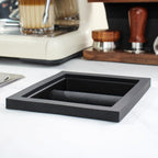 Espresso Coffee Ground Knock Box Chute, Built-in Desktop Waste Bucket, Stainless Steel Bottomless Knocking Residue Box (Trapezoid)