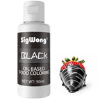 Oil Based Food Coloring for Chocolate - 50ml Black Upgraded Edible Oil Based Food Dye for Cake Decorating, Baking, Candy Melts, Cookie, Icing Frosting, Fondant, Meringues - 1.69 Fl.Oz Bottles