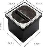 Coffee Knock Box, Espresso Knock Box Coffee Bin Barista Accessories Coffee Machine Accessories, Stainless Steel Small Coffee Knock Box Container with Silicone Knock Bar and Non Slip Base