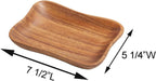 Woodard & Charles Set of 4 Acacia Wood Pinched Tray for Charcuterie, Sushi, Dessert, Fruit and More, 7.5" x 5.25"