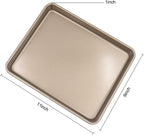 Toaster Oven Pans Set of 2, Shinsin 11-Inch Nonstick Baking Sheet Pans and Trays, 1/8 Thicker Replacement Small Baking Tray Accessories for Cookie, Non Toxic and Easy Clean and Diswasher Safe, Gold