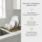 Dish Drying Mat Super Absorbent – 16" x 18" Coffee Mat for Countertops – Non-Slip Drying Mat for Kitchen Counter – Easy to Clean Water Absorbent Mat – Quick Dry Dish Mats (Green Flowers)