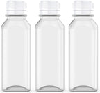 Axe Sickle 3 Pcs 8 Ounce Juice Bottles Plastic Milk Bottles Bulk Beverage Containers with Tamper Evident Caps Lids White for Milk, Juice, Drinks and Other Beverage Containers