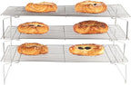 Restaurantware Met Lux 15.7 x 9.8 x 8.3 Inch Wire Baking Rack Set 1 Dishwashable Oven Wire Rack Set - 3-Tier Design Oven-Ready Up To 575F Stainless Steel Cooling Rack Set With Collapsible Feet