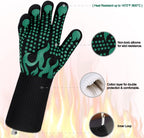 Comsmart BBQ Gloves, 1472 Degree F Heat Resistant Grilling Gloves Silicone Non-Slip Oven Gloves Long Kitchen Gloves for Barbecue, Cooking, Baking, Cutting